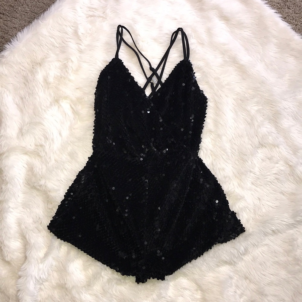 Black Sequence Romper